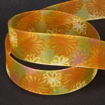 Artikel Geschenkband Blumen Organzaband Gelb Orange 25mm 18m