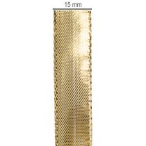 Artikel Geschenkband mit Drahtkante 15mm x 25m Gold aus Polyester und Polyamid