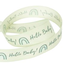 Artikel Geschenkband Hello Baby Dekoband Taufe Grün 25 mm x 16 m