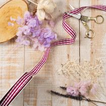Artikel Geschenkband kariert Violett-Weiss 15mm x 20m aus Polyester und Viskose
