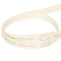 Artikel Geschenkband Baumwolle Mäuschen 15 mm Creme Braun 20 m Taufe Geburt