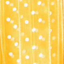 Artikel Geschenkband aus Polyester, gelb mit weissen Punkten, 1.5 cm x 20 m, vielseitig einsetzbar, dekorativ