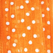 Artikel Geschenkband Polyester Orange mit weissen Punkten 1,5 cm x 20 m - Für Dekoration und Geschenkverpackung