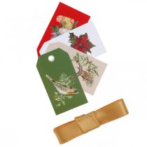 Artikel Geschenkpapier-Set kariert mit Seidenband und Anhängern 4 Bögen 50×70cm Weihnachten