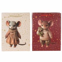 Artikel Geschenktüten Weihnachten mit Mausmotiv und Sternen, 18 × 8 × 24 cm, 2 Stück