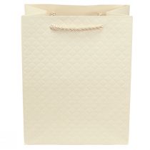 Artikel Geschenktasche aus Papier mit Karo-Prägung Creme 18×10×23cm