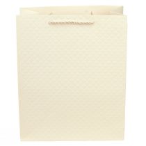 Artikel Geschenktasche aus Papier Creme 26×12×32cm mit Stoffhenkeln