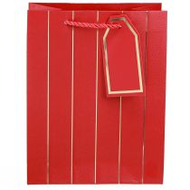 Artikel Geschenktasche aus Karton mit Stoffhenkeln Rot Gold 18×10×23 cm