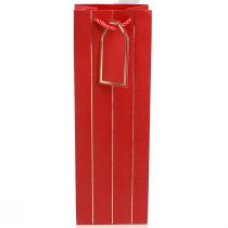 Artikel Geschenktasche für Flaschen aus Papier mit Satinband und Etikett in Rot Gold 9×12×36cm