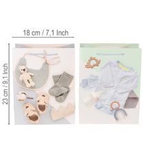Artikel Geschenktaschen aus Papier für Babygeschenke, 23 cm, 2er-Set, kindgerechtes Design