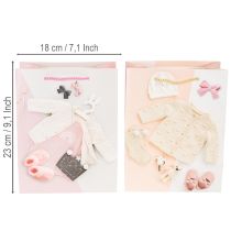 Artikel Geschenktaschen aus Papier Baby Mädchen Rosa Pfirsich 23×18 cm 2 Stück