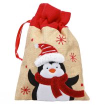Artikel Geschenktüten Weihnachten 20×23cm Jute-Optik Beige mit Motiv 3er-Set
