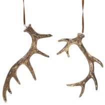 Artikel Geweih Deko-Anhänger aus Polyresin, braun-gold, 13–15 cm, 6 Stück