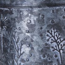 Artikel Vintage Metall Gießkanne Deko Grau Blumen H13cm Ø13cm