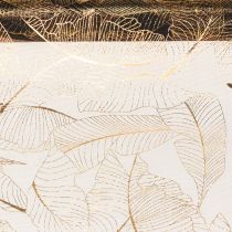 Artikel Organza Tischläufer Schwarz-Gold – Elegante Dekostoff-Rolle mit Blättermuster 48 x 450cm