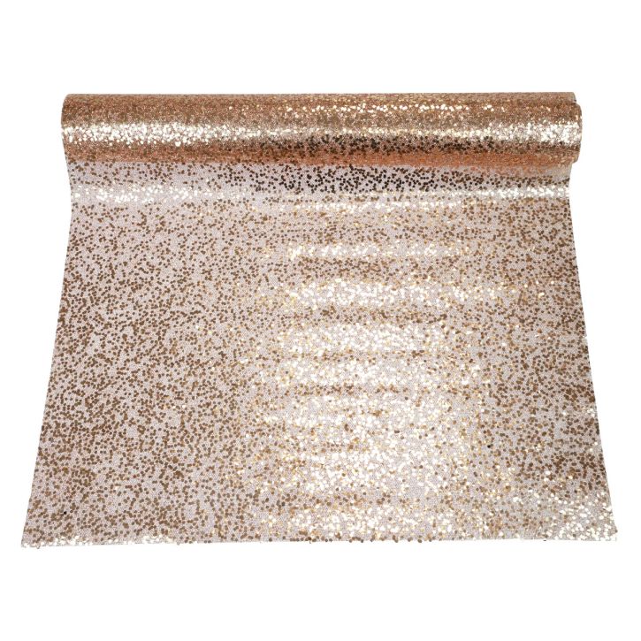 Artikel Tischläufer Kunststoff Roségold Glitter 48x450cm für Weihnachten und Silvester