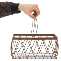 Artikel Gitterkorb aus Metall in Rostoptik – Rechteckig, 28x13,5x14 cm, 2 Stück