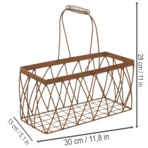 Artikel Gitterkorb aus Metall in Rostoptik – Rechteckig, 28x13,5x14 cm, 2 Stück