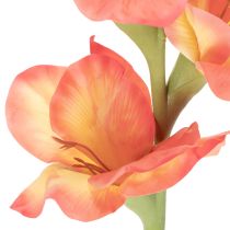 Artikel Künstliche Gladiole aus Seidenstoff 88 cm Orange-Gelb für Innenbereich