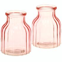 Artikel Glasvase Retro Rosa Ø11cm H14,5cm im 2er-Set für Blumenarrangements