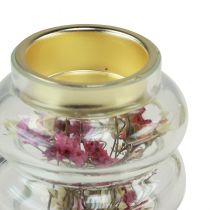 Artikel Glas Deko Teelichthalter mit Trockendeko Für LED H8,5cm 4St