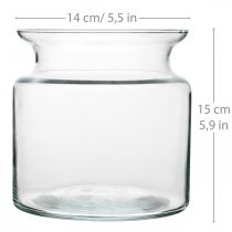 Blumenvase Glas klar Vase für Deko im Glas Ø14cm H15cm