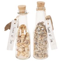 Artikel Glasflaschen-Set mit Muscheln und Anhänger, 17 cm, 2 Stück, maritime Tischdekoration