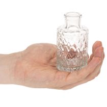 Artikel Mini Glasvase 9 cm Set mit Rautenmuster, transparent, 6 Stück, für Tischdekoration