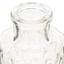 Artikel Mini Glasvase 9 cm Set mit Rautenmuster, transparent, 6 Stück, für Tischdekoration