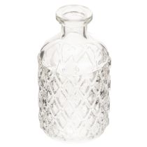 Artikel Glasflaschen Set mit Rautenmuster, Vase, 13 cm, 6 Stück, klar