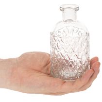 Artikel Glasflaschen Set mit Rautenmuster, Vase, 13 cm, 6 Stück, klar