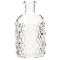 Artikel Glasflaschen Set mit Rautenmuster, Vase, 13 cm, 6 Stück, klar