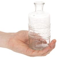Artikel Glasflasche zylindrisch klar mit Muster 15 cm, 6er-Set