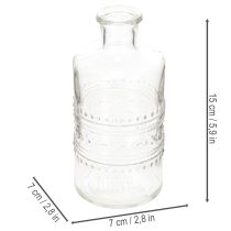 Artikel Glasflasche zylindrisch klar mit Muster 15 cm, 6er-Set