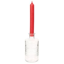 Artikel Glasflasche zylindrisch klar mit Muster 15 cm, 6er-Set