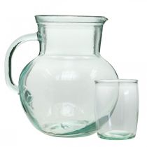 Artikel Glaskanne mit Trinkgläsern 5-teilig Recyclingglas Bläulich H20cm 11,5cm