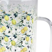Artikel Glaskanne Zitronen und Oliven Deko Kanne Glas H17cm