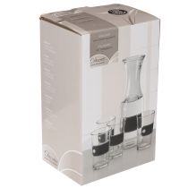 Artikel Glaskaraffe H 27 cm mit 4 Gläsern H 11 cm, transparent schwarz