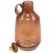 Artikel Kerzenständer Glas Braun mit Henkel für Stabkerzen H22cm