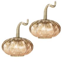 Artikel Glaskürbis Dekoration aus Glas und Metall, H14 cm, Kupferfarben, 2er-Set