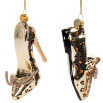 Artikel Glasschuh-Ornament Set mit Leopardenmuster 13cm Christbaumschmuck aus Glas