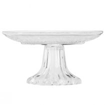 Artikel Glasteller auf Fuß Flache Glasschale mit Muster Klar Ø15cm