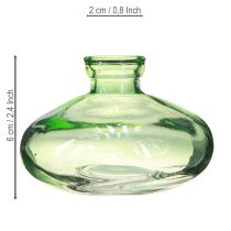 Artikel Bauchige Minivase aus grünem Glas Ø9cm H6cm – Set aus 6 Stück für vielseitige Dekoration