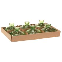 Artikel Bauchige Minivase aus grünem Glas Ø9cm H6cm – Set aus 6 Stück für vielseitige Dekoration