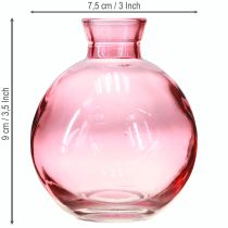 Artikel Glasvasen Set Rosa Retro Design Ø 7,5 cm x H 9 cm – Bauchige Minivasen für Dekorationen