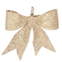 Artikel Glitzerschleife Gold mit Clip 11 cm 4 Stück