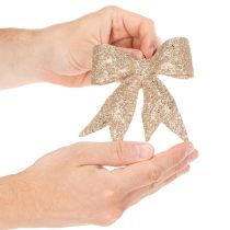 Artikel Glitzerschleife Gold mit Clip 11 cm 4 Stück
