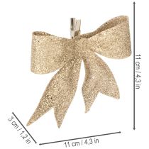 Artikel Glitzerschleife Gold mit Clip 11 cm 4 Stück
