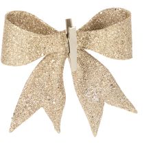 Artikel Glitzerschleife Gold mit Clip 11 cm 4 Stück