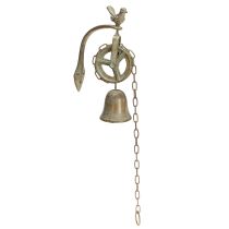 Artikel Glocke aus Metall mit Wandhalterung, Antik-Patina, 58 cm, Türkisgrün, für Garten und Eingangsbereich